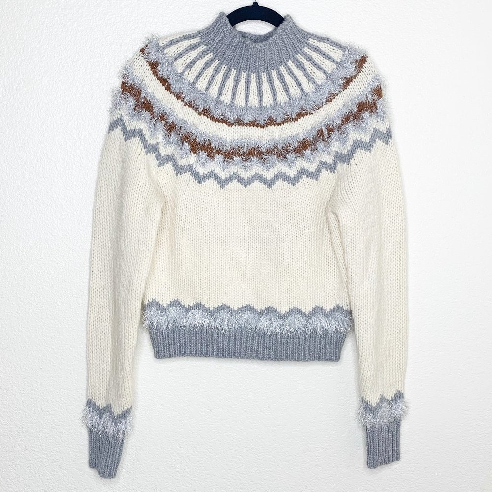 Lou & Grey Ivory & Gray Fair Isle Sweater NWT - Picture 3 of 6